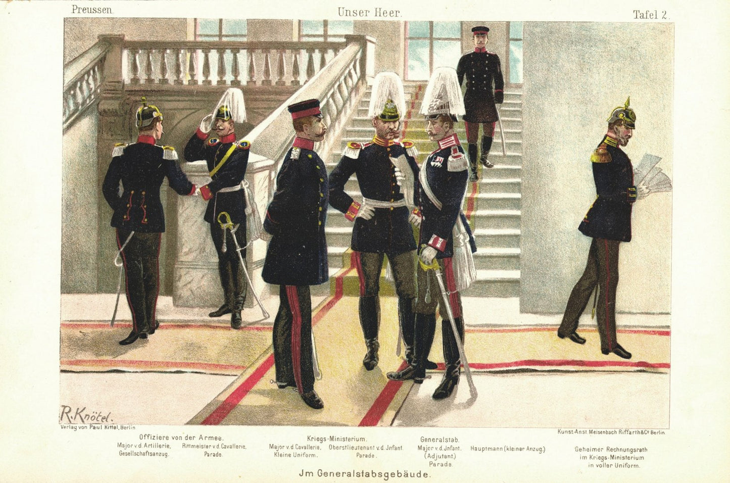 Unser Heer, Preußen, Im Generalstabsgebäude. Lithografie von 1894