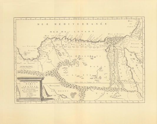 Libyen (1688). Limitierter Nachdruck von 1968. Royme, et desert de Barca et l'Egypte Divisee en ses