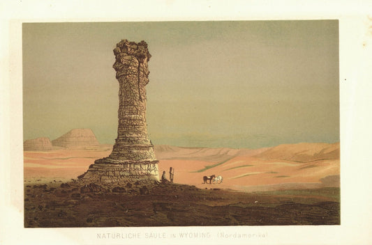 Natürliche Säule in Wyoming, Nordamerika. Lithographie von 1886