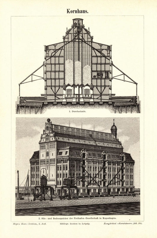 Kornhaus. Buchillustration (Stich) von 1898