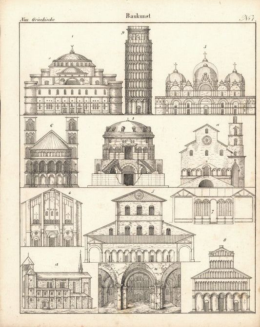 Neue Griechische Baukunst Nr. 1. Lithografiertes Blatt von 1830.