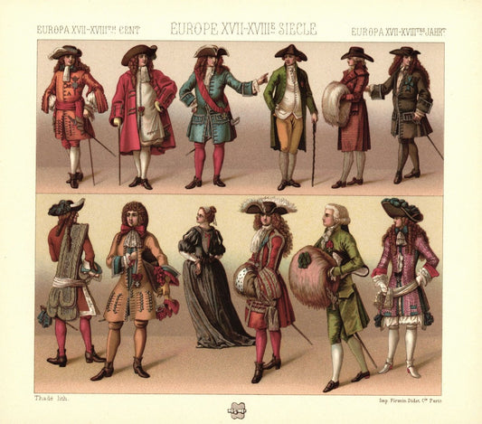 Europa. Tragen der militärischen Ritterorden. Zivil, 17.und 18.Jhd. Lithografie von 1888. (T364)
