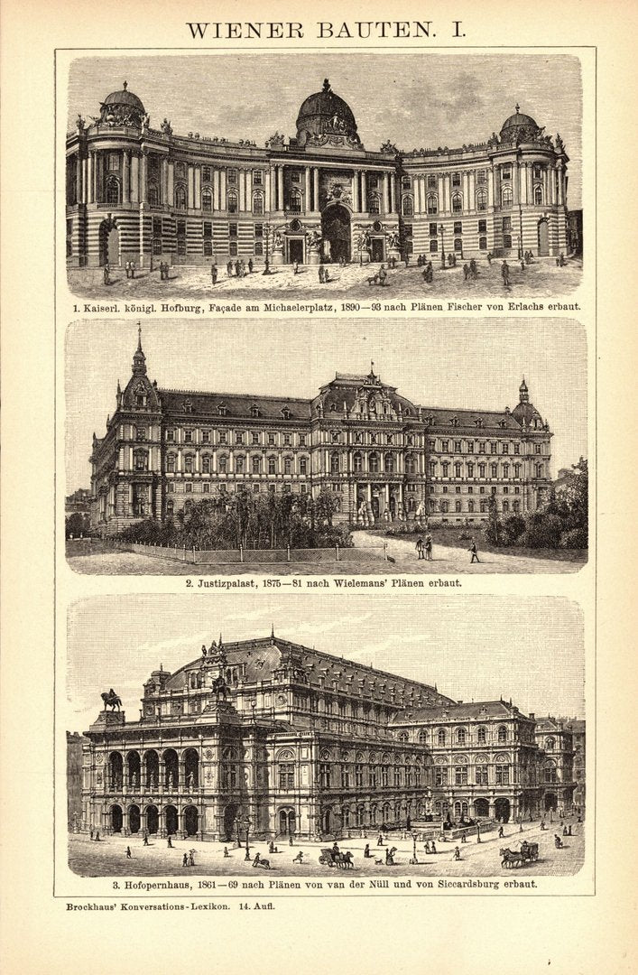 Wiener Bauten. Buchillustration (Stich) von 1897