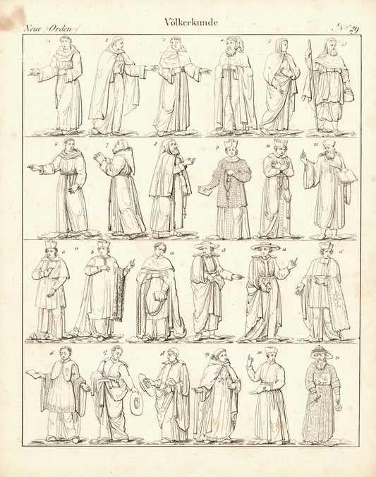 Neue Orden, Ordensleute, Völkerkunde Nr. 29. Lithografiertes Blatt von 1830.