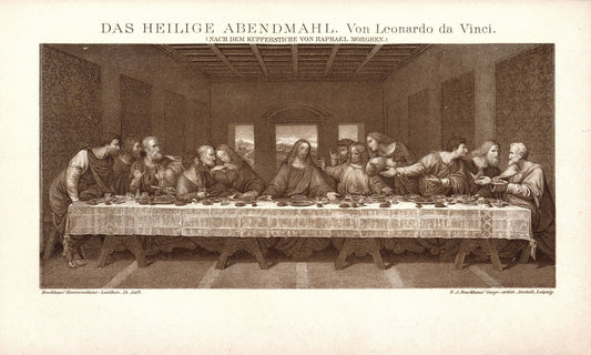 Das Heilige Abendmahl, da Vinci. Buchillustration (Stich) von 1897
