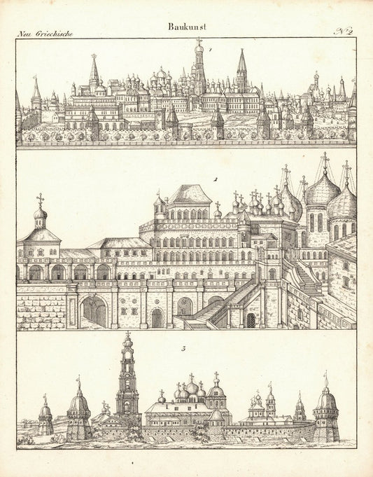 Neue Griechische Baukunst Nr. 2. Lithografiertes Blatt von 1830.