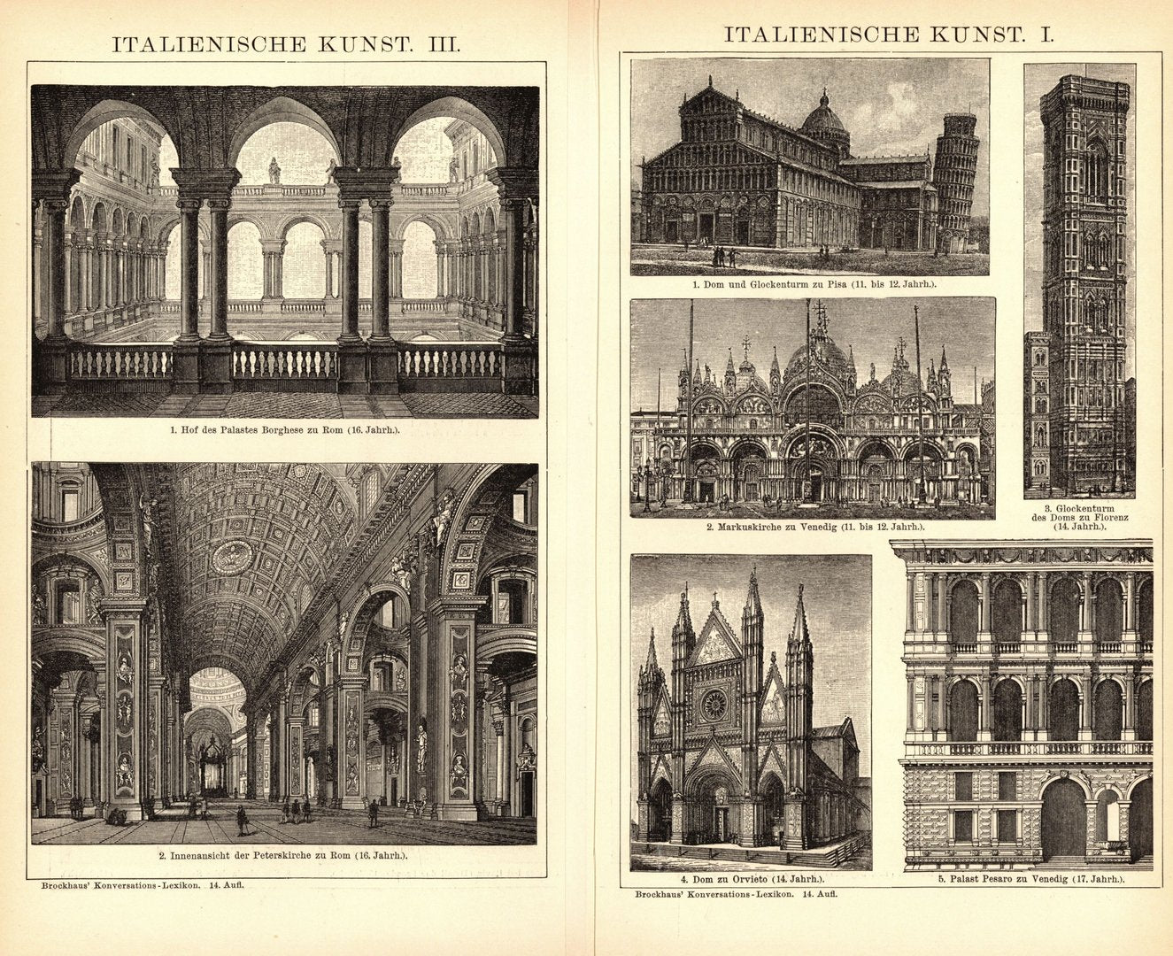 Italienische Kunst. Buchillustration (Stich) von 1897